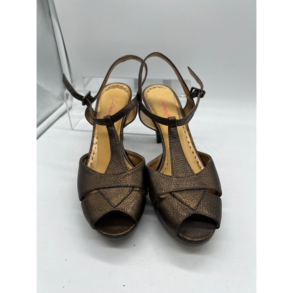 9 M Gianni Bini Gold Metallic Strap Sandal High Heel Open Toe Platform Sling - Picture 1 of 5